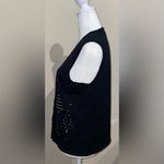 Hampshire Studio Women’s Size XL Vintage Christmas Trees Black Sweater Vest Photo 5