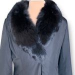 St. John Black Long Coat Removable Real Fox Fur Collar Luxe Winter Elegance 12 Photo 2