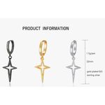 Boutique 14k White Gold 925‎ Star Dangle Huggie Hoop Earrings Celestial Statement, 32mm Photo 12