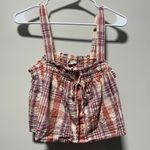 American Eagle NWT  Plaid Smocked Swing Top Size S Photo 1