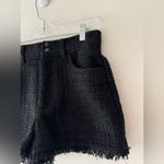 ZARA Black Tweed Textured Adorable High Waisted Frayed Hem Shorts Photo 3
