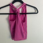 Happily Grey‎ Ribbed Tank Top Cropped Tie Back Hot Pink Casual Size Photo 6