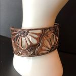 BARSE Oversized Copper Cuff Bracelet with Floral Cut Out Design Mint Condition Pink Photo 6