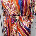 Gabby Skye Printed Satin Butterfly Sleeve Elastic Waist Dress Multicolor 12 Photo 5