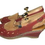 Patrizia by Spring Step Red Wedge Cutout Buckle Strap Sandals D Photo 3