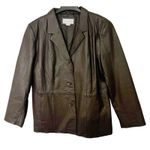 Hannah Womens Leather Jacket Size XL Brown Button Up Collar Lined Vented NWT Photo 0