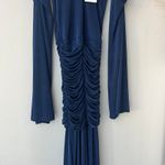 NEW ORIRE Dress Maya‎ Blue Ruched Long Sleeve Draped Maxi Gown Size 0 Photo 9