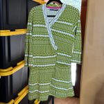 Gudrun Sjöden Elsie Knitted Coat Olive Green White Size Small Oversized Photo 7