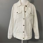 Red Star white denim jean jacket distressed ripped loose fit cotton casual NEW Size M Photo 1