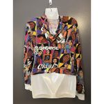 On Fire Hoodie Sweatshirt Womens XL Multicolor Comic Graphic Patchwork Crop Photo 5