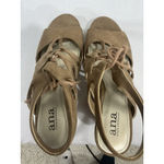 a.n.a Womans  Size 8 Tan Suede Strappy Lace Up Open Toe Wedge Espadrille Sandals Photo 5