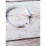 Earrings for Pierced Ears Large Silver Tone Hoops Stamped G Photo 1