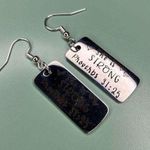 Stainless Steel Inspirational She is Strong Proverbs 31:25 Earrings Silver Photo 0