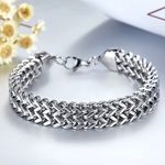Link Chain Bracelet for Men Women Streetwear Unisex Hip Hop Style Silver Photo 3