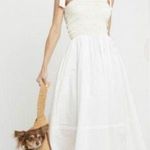 Anthropologie Kourt Drew Smocked Midi Dress in White Yellow Large Photo 0