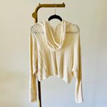 American Eagle Mix Stitch Hooded Cropped Knit Cream Sweater Size M Size M Photo 1