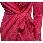 Judith March  Hot Pink Sequin Wrap Mini Dress Long Sleeve Holiday Party Small Photo 4