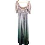 Especia Maternity Odette Ombré Satin Midi Dress Size Large Formal Square Neck Gray Photo 5
