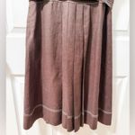 Vintage Carole little pleated brown collared contrast stitch dress linen utility Size 8 Photo 7