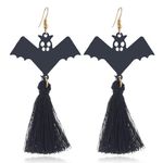 808. Halloween Bat Tassel Earrings Black Photo 0