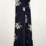 Lulus Lulu’s All Mine Navy Blue Floral Print High-Low Slit Wrap Maxi Dress Photo 2