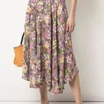 LHD The Riviera Black Silk Blend Blue Floral Print Midi Skirt Size 0 Photo 1