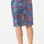 GILI MERMAID SEQUINED BLUE FLORAL PRINT PENCIL SKIRT 10 Photo 1