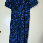 Who What Wear  Blue Leaf Pattern Long Sleeve Dress Photo 0
