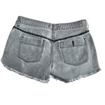 Free People Size 27 Embroidered Trim Denim Shorts Washed Black Distressed Grunge Photo 3
