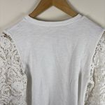 Free The Roses  Shirt Womens Sz XS White Tee Lace Blouse 3/4 Sleeves Romantic New Photo 5