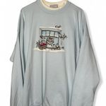 vintage Christmas crewneck sweatshirt with a cat and birds christmas XL Blue Photo 1