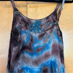 Y2K Lapogee Tie Dye Applique Smocked Flowy Asymmetric Midi Tank Dress One Size Blue Size undefined Photo 11