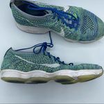 Nike  Blue & Green Flyknit Zoom Running Shoes Sneakers Womens 8.5 Athletic Sporty Photo 0