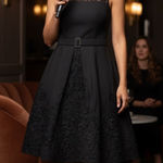 Cachet Black Lace Fit & Flare Cocktail Dress Women’s 10 Sleeveless Formal Midi Photo 0