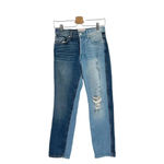 Revice Denim REVICE Two-Tone Yin Yang‎ Distressed Denim High Rise Straight Jeans Size 24 Photo 2