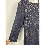 Adrianna Papell  Evening Navy Lace Sheath Formal Long Sleeve Mini Dress Size‎ 4P Photo 1