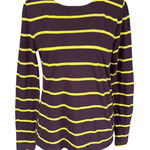 Loft Ann Taylor deep purple and yellow striped long sleeve top women's small Photo 0