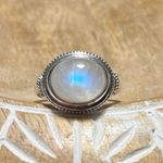 Sterling Silver NWOT Moonstone 925  Roped Ring Photo 0