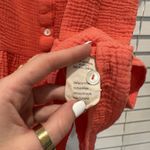 FRNCH  Short Sleeve Tiered Mini Dress 100% Cotton Crinkle Beachy CORAL PINK‎ Sz M Photo 3