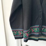 Pendleton  Black Virgin Wool Holiday Christmas Scroll Button Cardigan Medium USA Photo 3