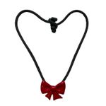 Vintage y2k flying colors signed ceramic red bow black cord necklace Photo 1