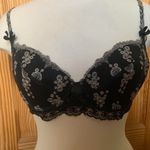 Allande France Fine Lingerie Black Bra with grey lace and bow detailing Size undefined Photo 0