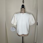 She & Sky NTM: Textured Puff Sleeve White with Metallic Silver Threads Top Sz L Photo 12