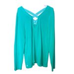 Lilly Pulitzer Women’s Large Areli Green Pullover V-neck Crisscross Back Top #75 Photo 1