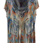 Unity World Wear Boho Sequin Top Sz 3X Y2K Paisley Festival Southwest Hippie Orange Photo 0