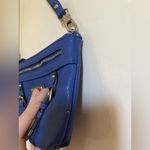 Nicole Miller Blue Silver Buckle Wristlet Bag Photo 4