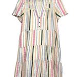 Anthropologie  Georgina Tiered Cotton Shirt Dress Size M Beachy Boho Striped Photo 0