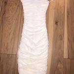 Oh Polly  Ruched White Bodycon Spaghetti Strap Party Stretchy Fitted Dress Gown Photo 1