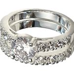 Solitaire Engagement Wedding Ring Set 2 Cz Solitaire Eternity Band Silver Size 5 Photo 8