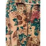 Teddi Floral Print Zip Up Jacket Beige‎ Brown Green Red Vintage Style Tan Size L Photo 1